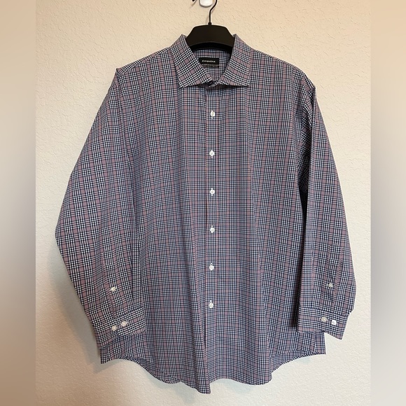 Esquire Men’s Performance Slim Fit Plaid Dress Shirt - Picture 12 of 12